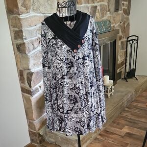 👚BAISHENG GT Black & White Tunic Top
